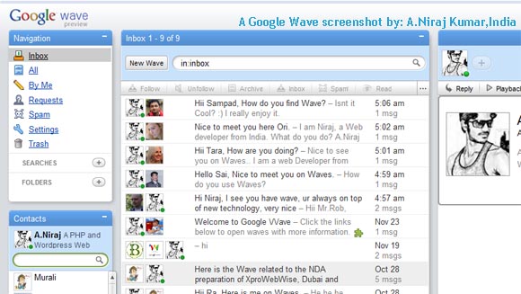 google-wave-india Google Wave Screen Shot by A.Niraj Kumar